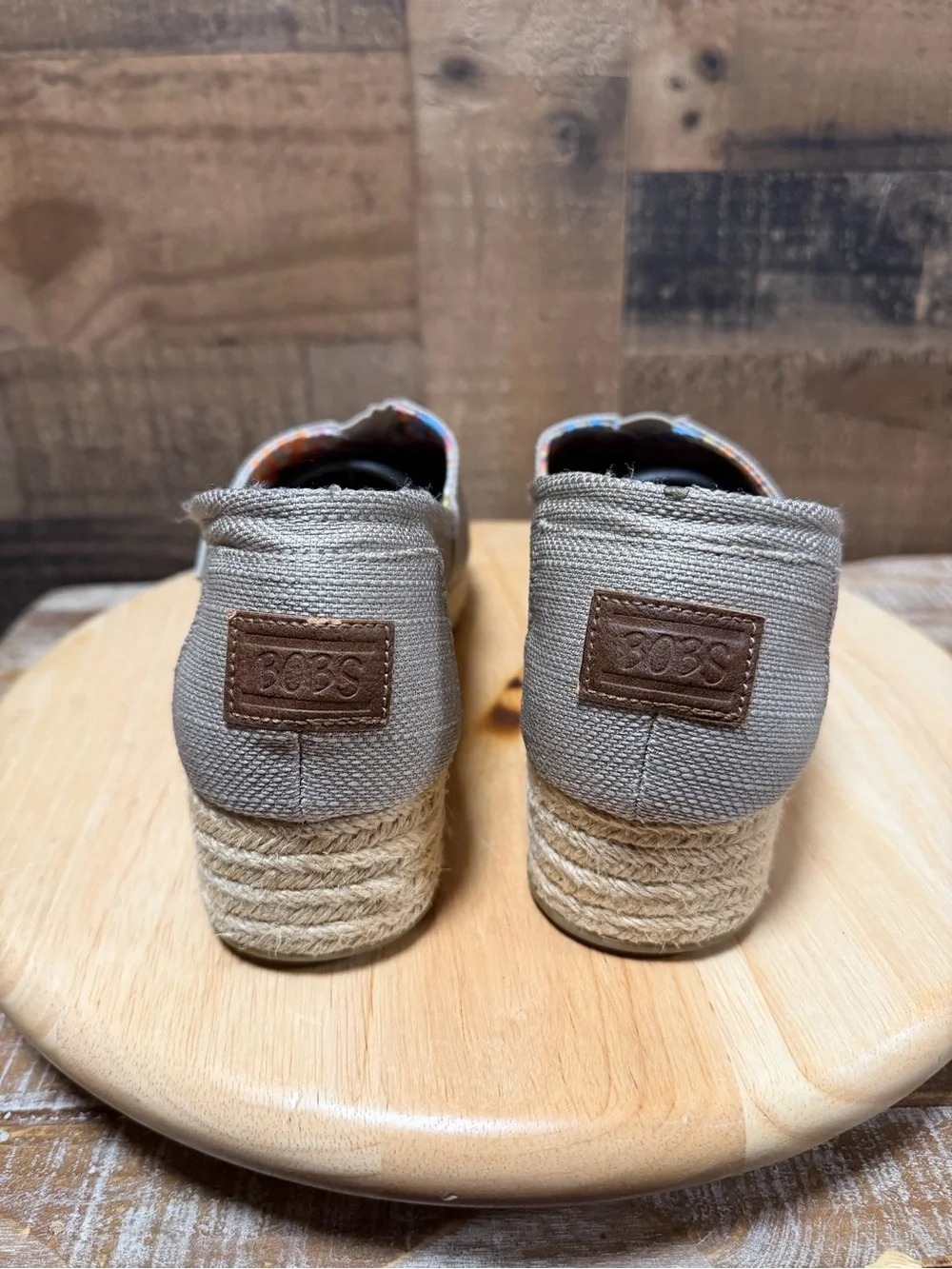 BOBS by Skechers Memory Foam Espadrille Slip-On Shoes Women’s Size 10 Taupe